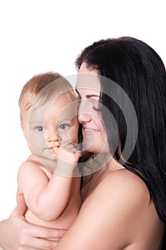 Picture of happy mother with baby