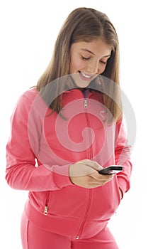 Picture of happy teenage girl with cell phone