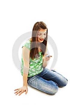 Picture of happy teenage girl with cell phone