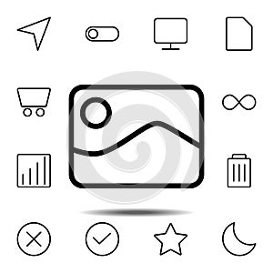 picture icon. Simple thin line, outline vector element of minimalistic, web icons set for UI and UX, website or mobile application