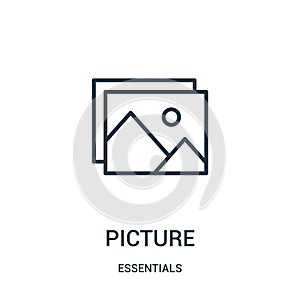 picture icon vector from essentials collection. Thin line picture outline icon vector illustration. Linear symbol for use on web