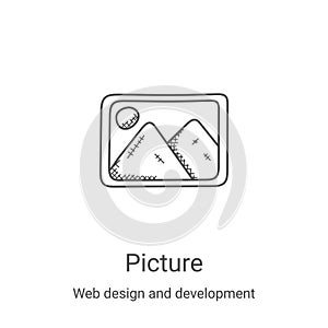 picture icon vector from web design and development collection. Thin line picture outline icon vector illustration. Linear symbol