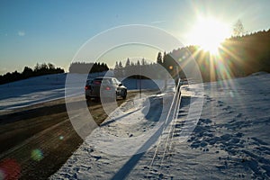 The picture illustrates the winter conditions on roads