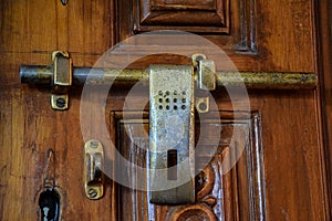 Picture of Indian style door lock made up of copper