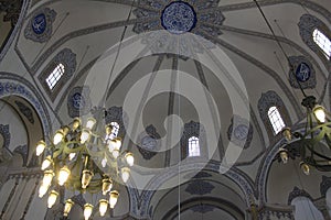 Picture inside the Blue Mosque. Islamic architecture. Istambul, Turkey