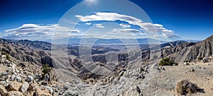 Picture from Keys View in Yoshua Tree National Park in California looking down on Palm Springs Valley during the day