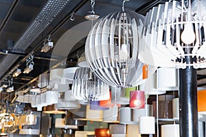 Picture of lamp with lights in the designer furniture store