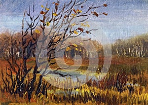 Picture `Late Fall`. Canvas, oil