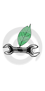 Picture a leaf and a wrench that will protect, protect and improve the environment