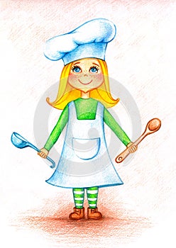 Picture of little cook with spoon and bailer photo