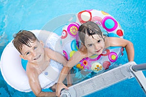 Picture of little kids enjoying in swimming pool