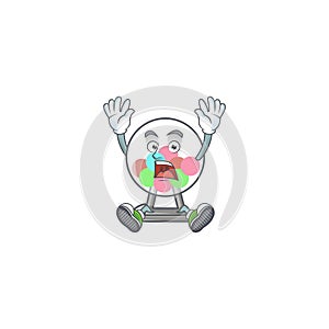 A picture of lottery machine ball cartoon design with shocking gesture