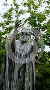 Picture of man at the The Monument to the French Declaration of the Rights of Man and of the Citizen in Paris, France.