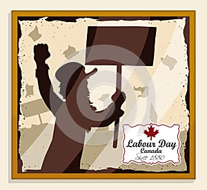 Picture of Man's Silhouette in Canadian Labor Day March, Vector Illustration