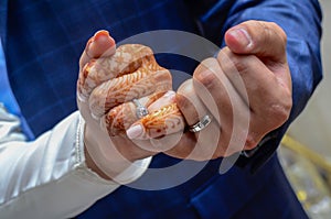 Picture of man and woman with wedding ring.