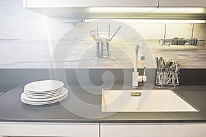 Picture of a modern white kitchen