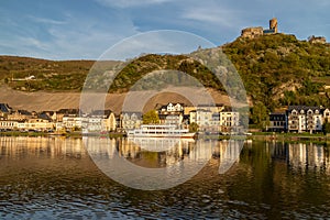 Picture of the Mosel in Bernkastel-Kues with passenger ships at golden hour