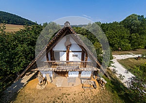 Picture of a museum of rebuild viking buildings in southern Germany