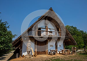 Picture of a museum of rebuild viking buildings in southern Germany