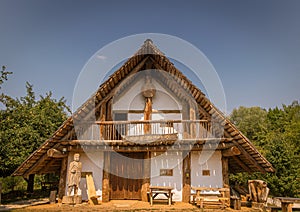 Picture of a museum of rebuild viking buildings in southern Germany