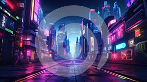 A picture of the neon night time futuristic cyberpunk scifi metropolis. AIGX01.