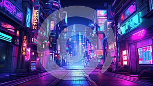 A picture of the neon night time futuristic cyberpunk scifi metropolis. AIGX01.