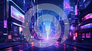 A picture of the neon night time futuristic cyberpunk scifi metropolis. AIGX01.