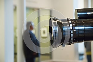 Old television camera at a studio