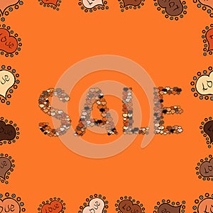 Picture in orange, black and brown colors