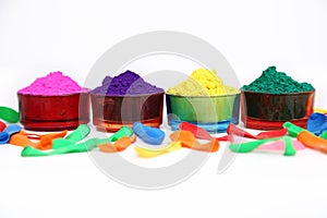 Picture of organic colors and water balloons for holi fun
