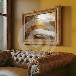 Picture of a painting hanging on the wall, Painting canvas concept