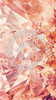 Picture a peaceful display where abstract triangles in varying shades of peach fuzz create a harmonious, calming rhythm, perfect