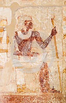 Picture of pharaoh on the wall, Saqqara, Egypt