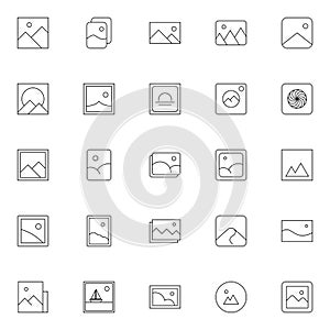 Picture, photo, wallpaper, gallery outline icon set