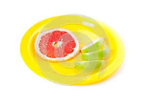A picture of piece of grapefruit