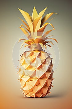 Picture of pineapple on the gradient pastel background, colorblocks technique. Generative AI photo