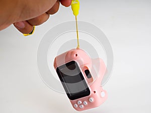 Picture of a pink camera toys