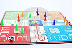 Picture of playing ludo game with dice