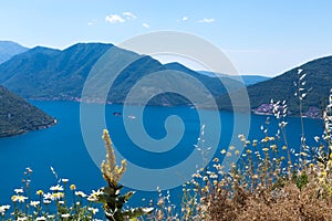 Picture-postcard view of Coastline of the Boka-Kotor Bay, Montenegro
