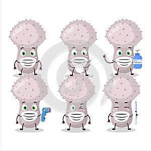 A picture of puffball cartoon design style keep staying healthy during a pandemic