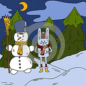Obrázok z králik sochárstvo snehuliak v les 