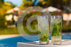 Picture or refreshening mojito cocktail. Cuba, Cayo Largo. Caribbean