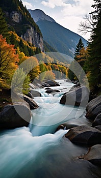 Picture River Landscape Slowflowing River Scene