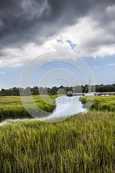 Salt marsh at Shem Creek in Mount Pleasant South Carolina photo