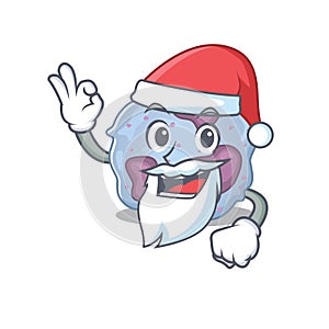 A picture of Santa leukocyte cell mascot picture style with ok finger