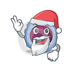 A picture of Santa lymphocyte cell mascot picture style with ok finger