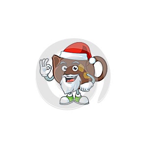 A picture of Santa teapot mascot picture style with ok finger