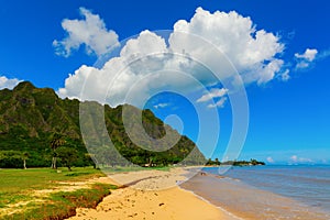 View at Kualoa Regional Park in Oahu, Hawaii photo