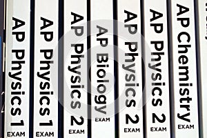 Picture of Scholar books for education background. Advanced Placement exams and tests.