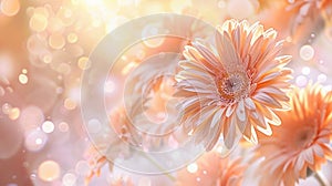 Picture a serene floral display of gerbera flowers, their delicate petals colored in subtle peach fuzz tones, creating a